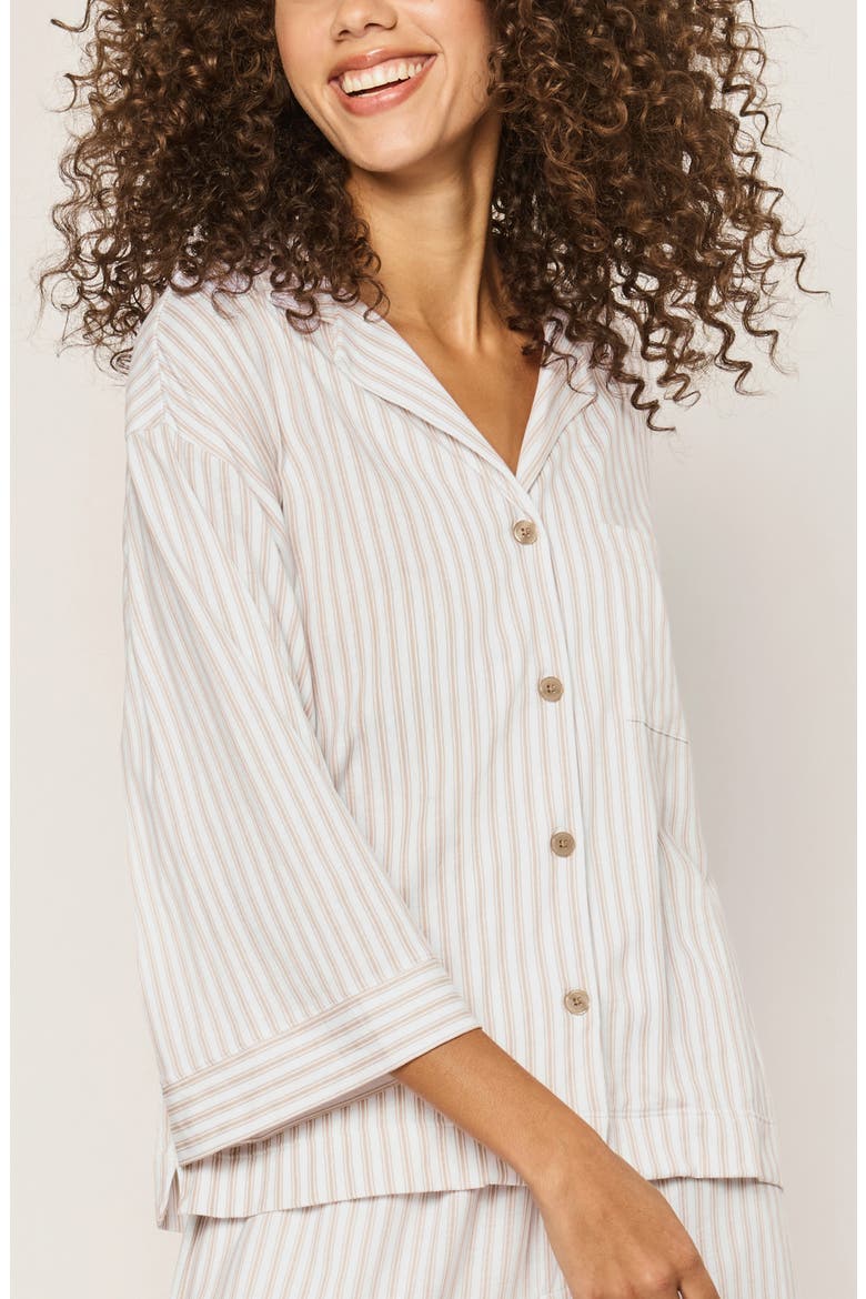 Olivia Striped Pima Cotton Pajamas, Alternate, color, BEIGE