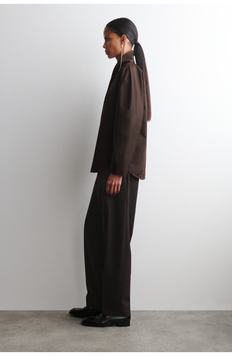 COS Shawl-Collar Cotton Blouse, Alternate, color, Dark Brown