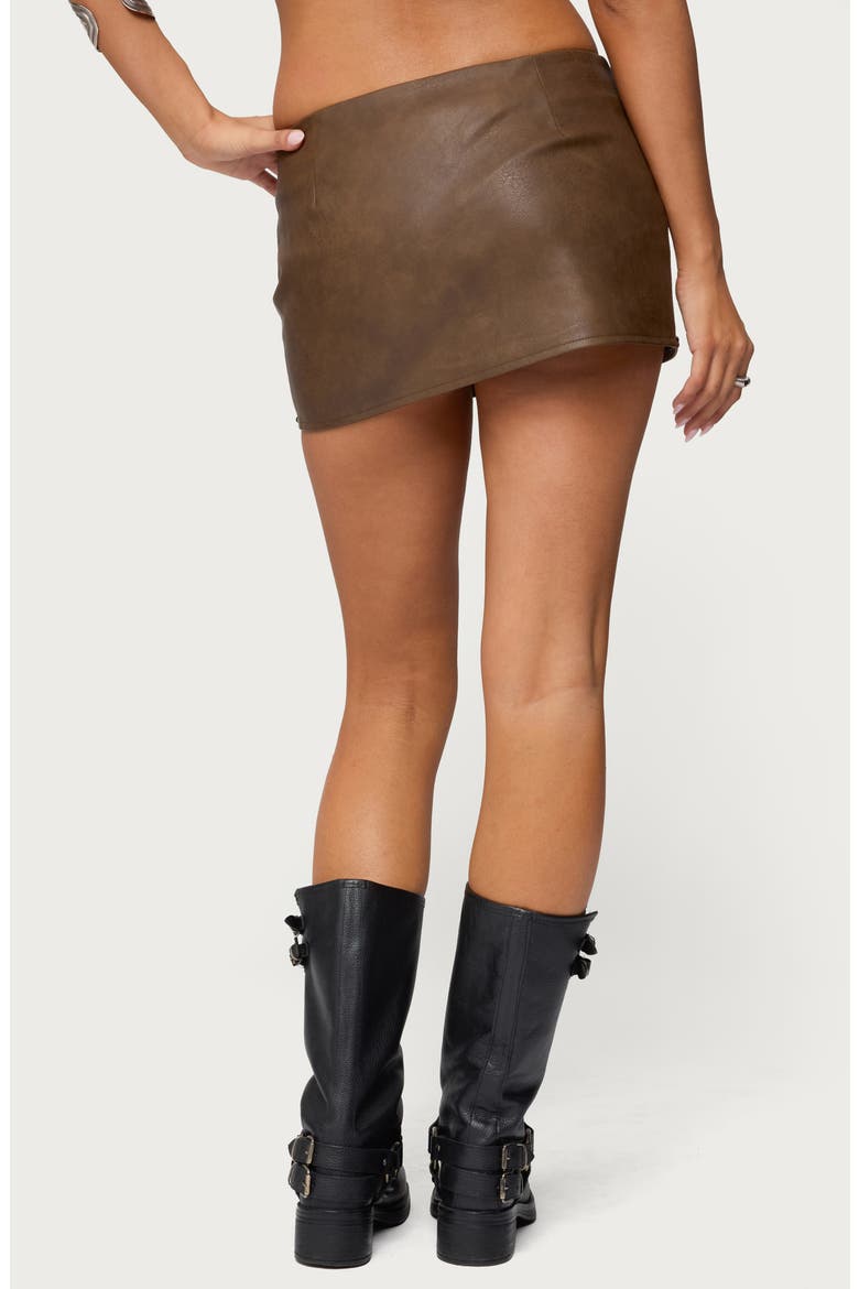 Studded Faux Suede Miniskort, Alternate, color, BROWN