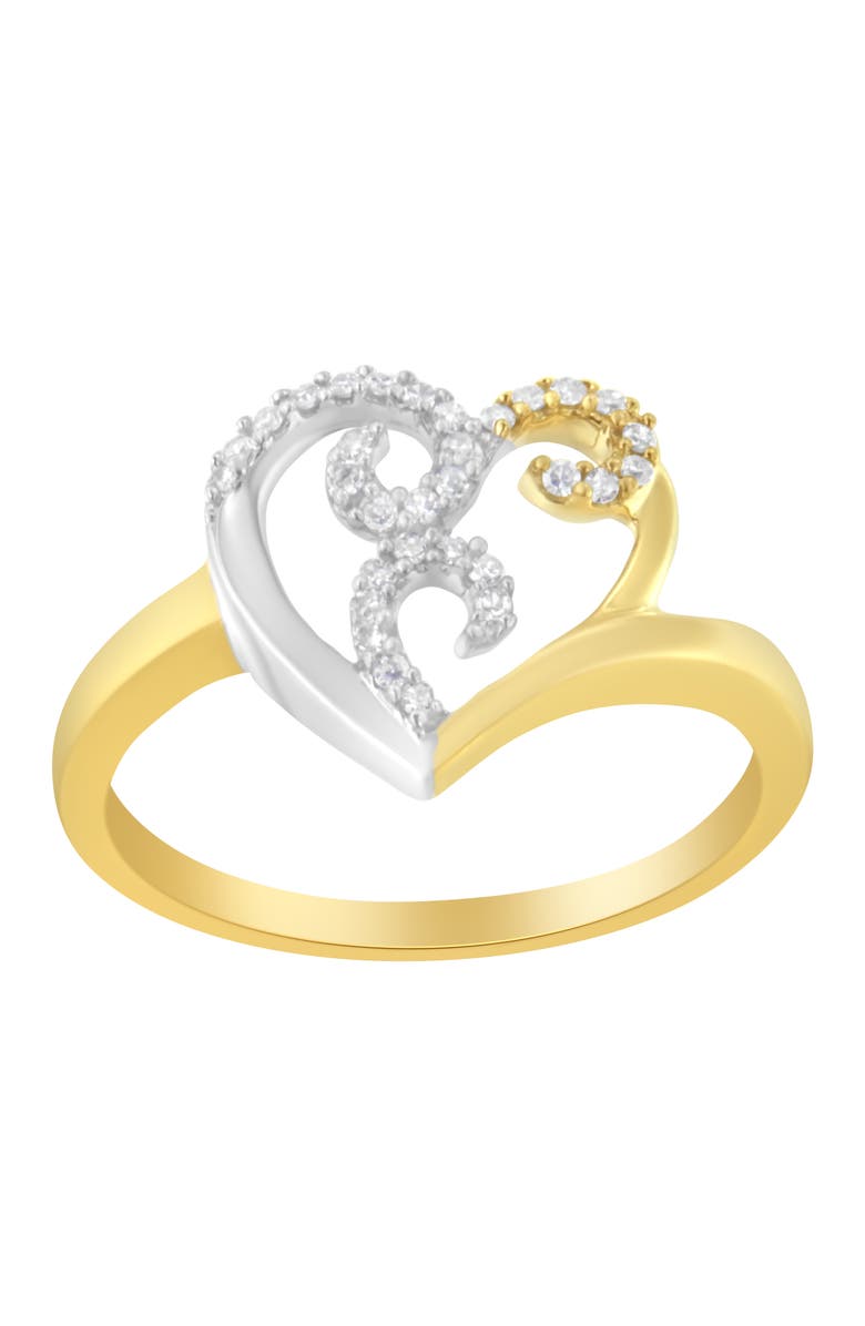 Haus of Brilliance 10K Two-Toned Gold 1/6 Cttw Diamond Heart Shape Cluster Ring, Alternate, color, Yellow Gold