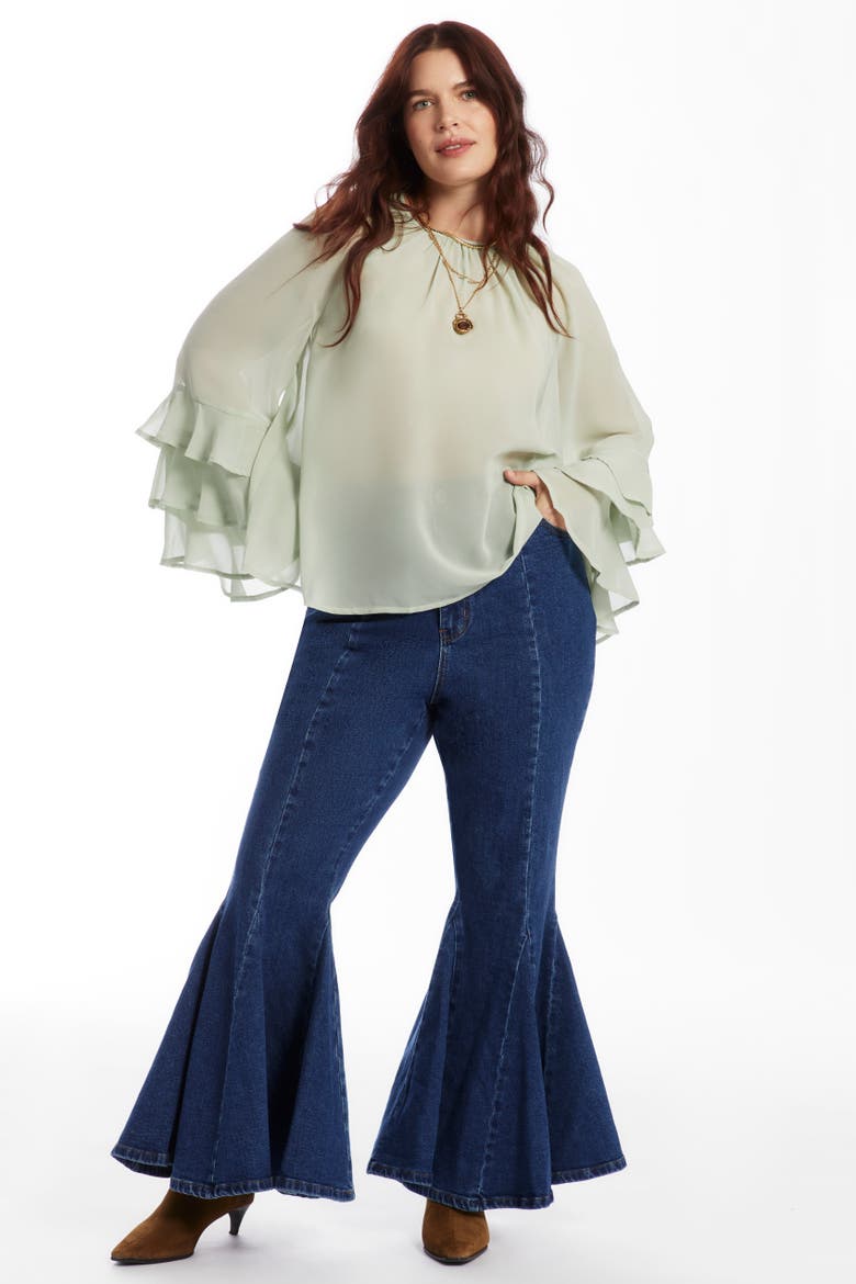 Ruffled Chiffon Blouse, Alternate, color, MERCURY