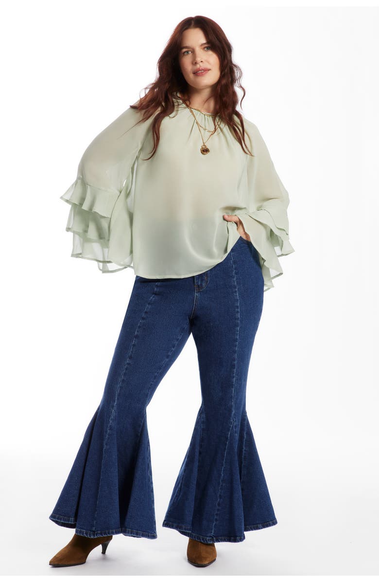 June + Vie Ruffled Chiffon Blouse, Alternate, color, Mercury