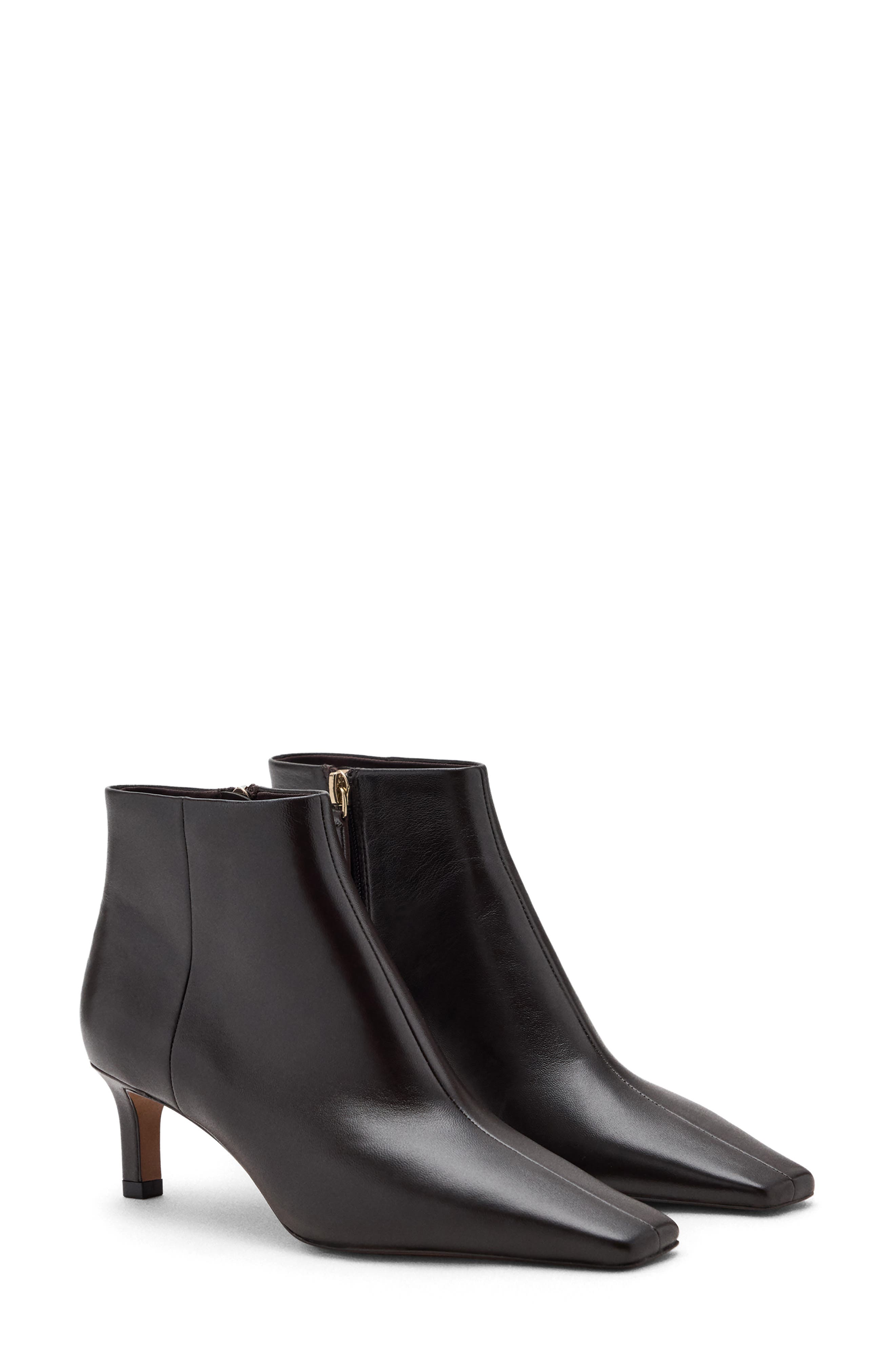 Square Toe Leather Bootie, Main, color, CHOCOLATE