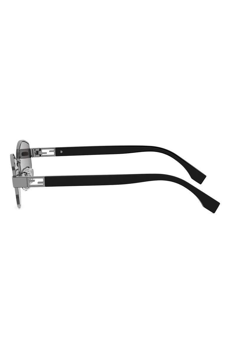 Fendi Baguette 56mm Geometric Sunglasses, Alternate, color, Shiny Light Ruthenium / Smoke
