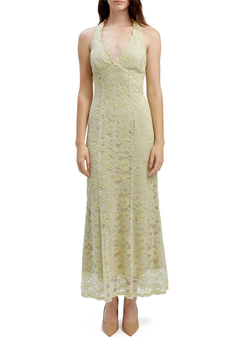 Evana Lace Midi Dress, Main, color, PALE KHAKI