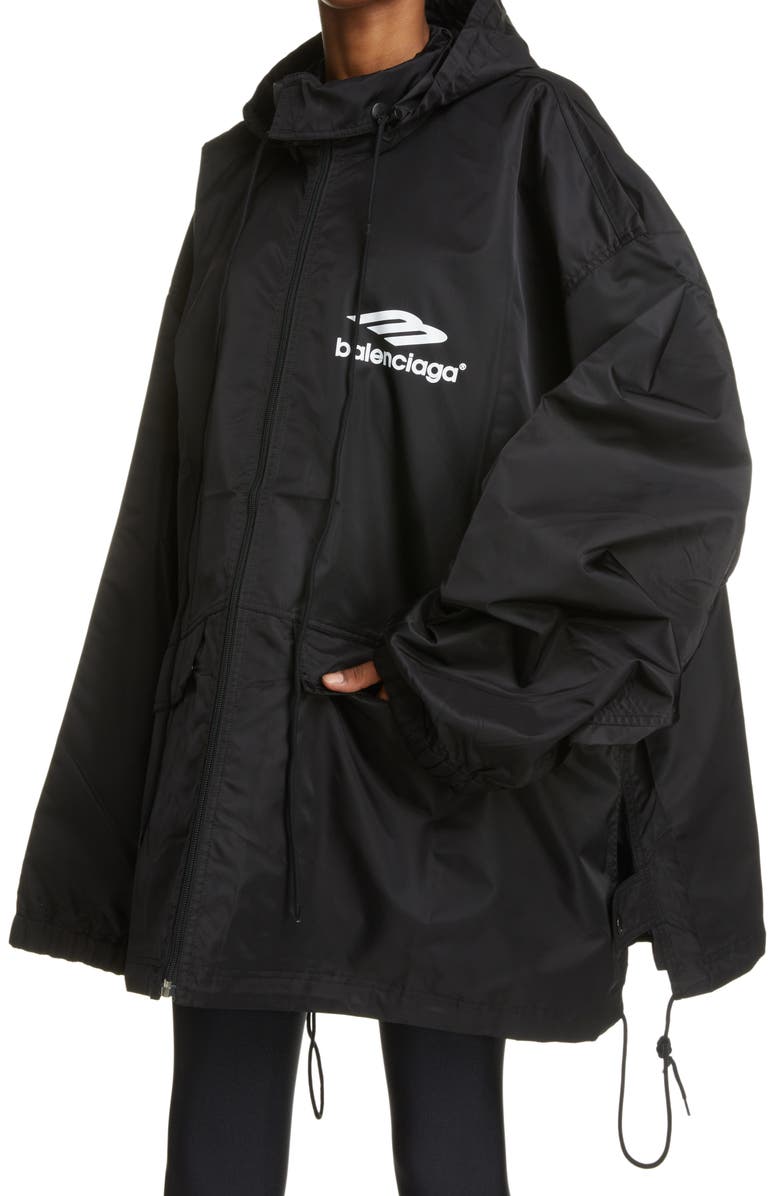 Balenciaga 3B Sports Icon Pleated Windbreaker, Alternate, color, 