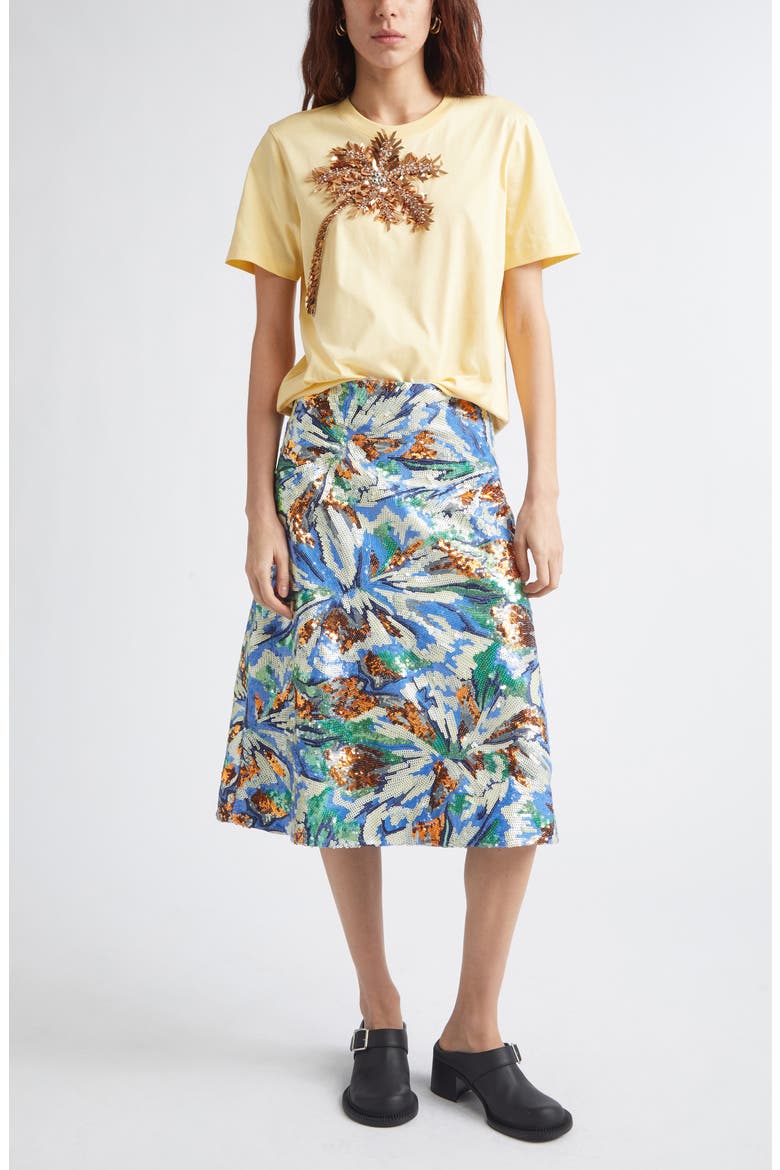 Sequin Embroidered Floral Skirt, Alternate, color, ABSTRACT FLOWERS BLUE/ OR