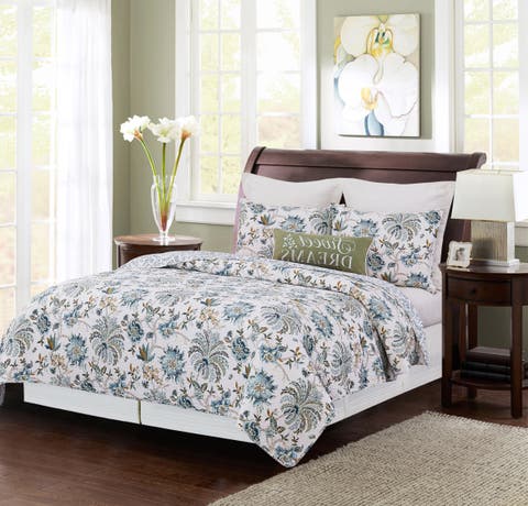 Braganza Teal Quilt Bedding Set