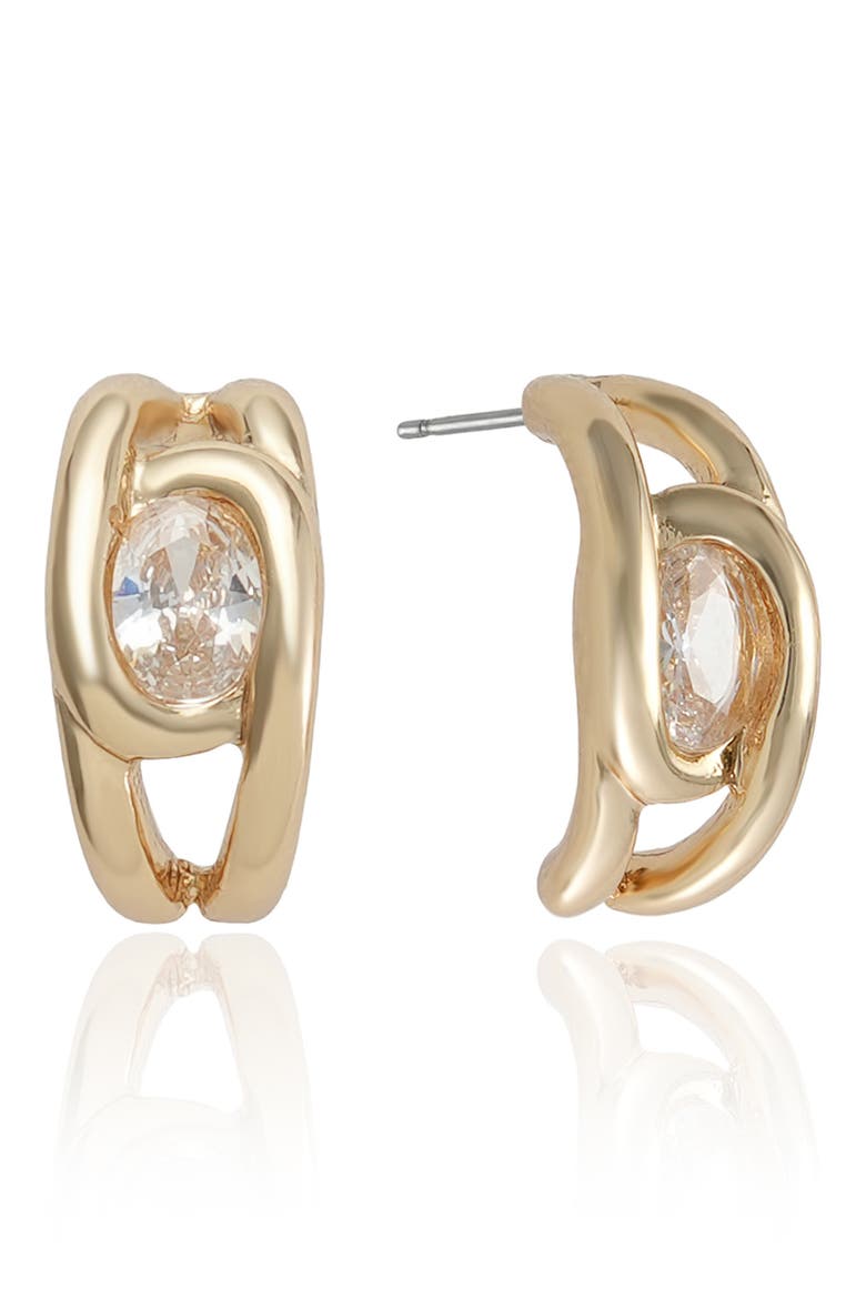 Dainty Sparkle Mini Hoop Earrings, Main, color, GOLD