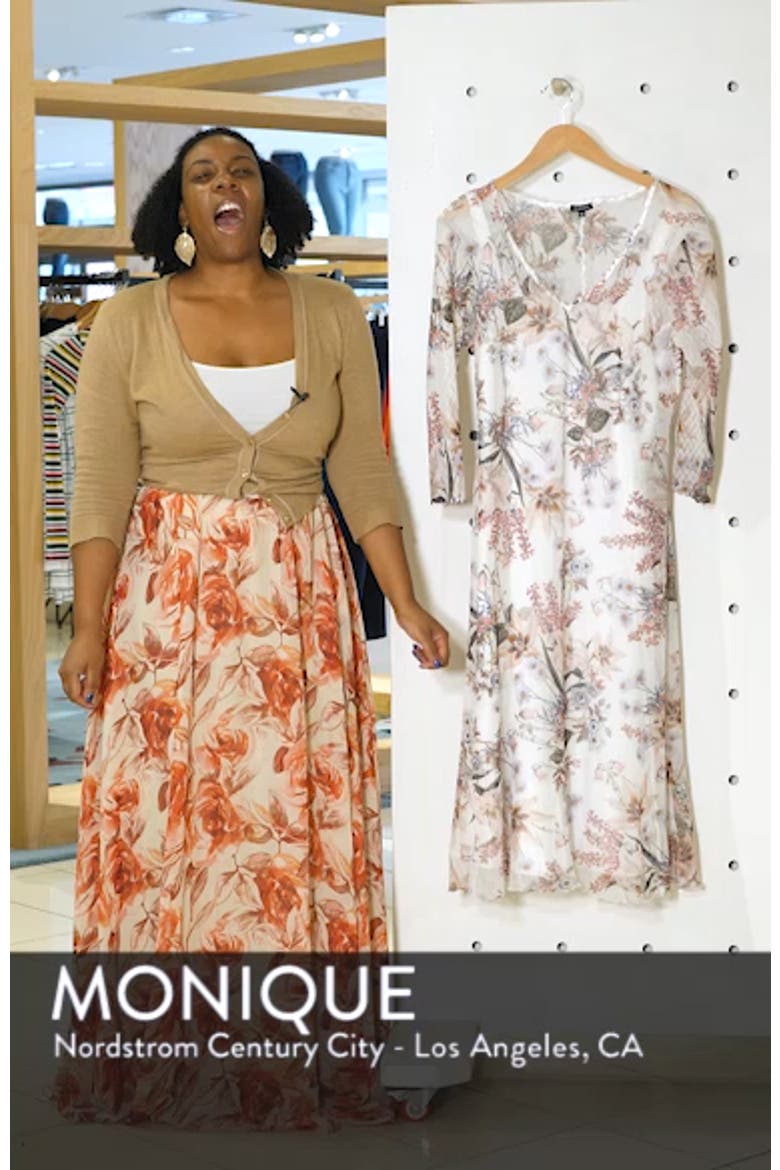 V-Neck Floral Print Chiffon Cocktail Dress video