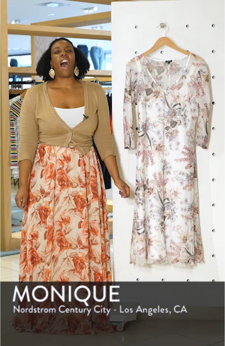 V-Neck Floral Print Chiffon Cocktail Dress, sales video thumbnail