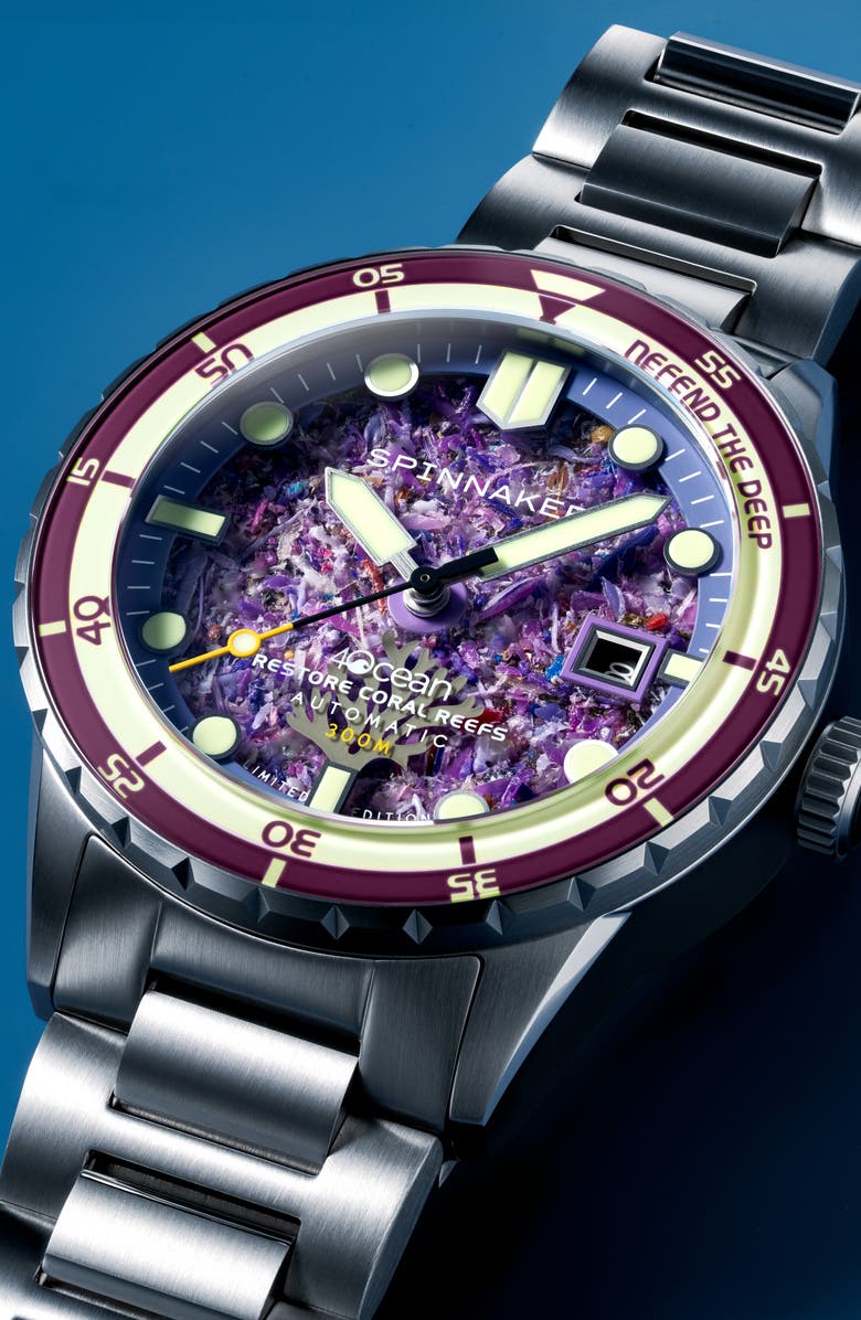 SPINNAKER x 4ocean Hass Coral Reef Limited Edition Automatic Bracelet Watch, 43mm, Alternate, color, 