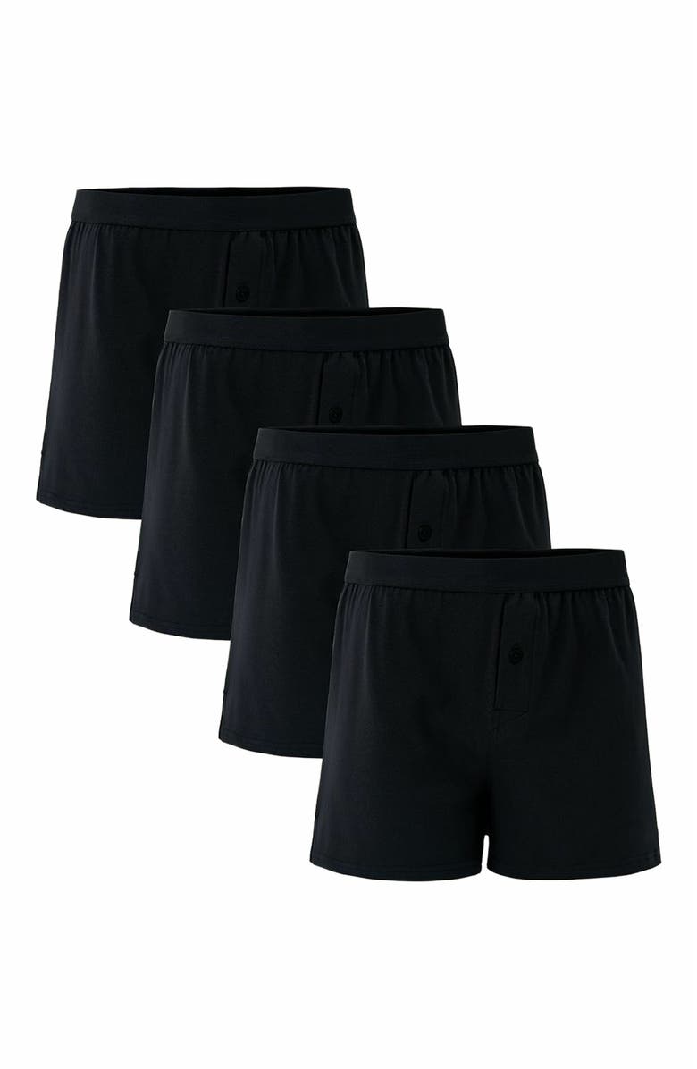 Pact Everyday Knit Boxer 4-Pack, Main, color, Black
