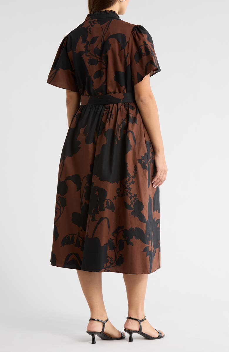 SUGARLIPS Somerton Floral Print Tie Waist Midi Dress, Alternate, color, Chocolate