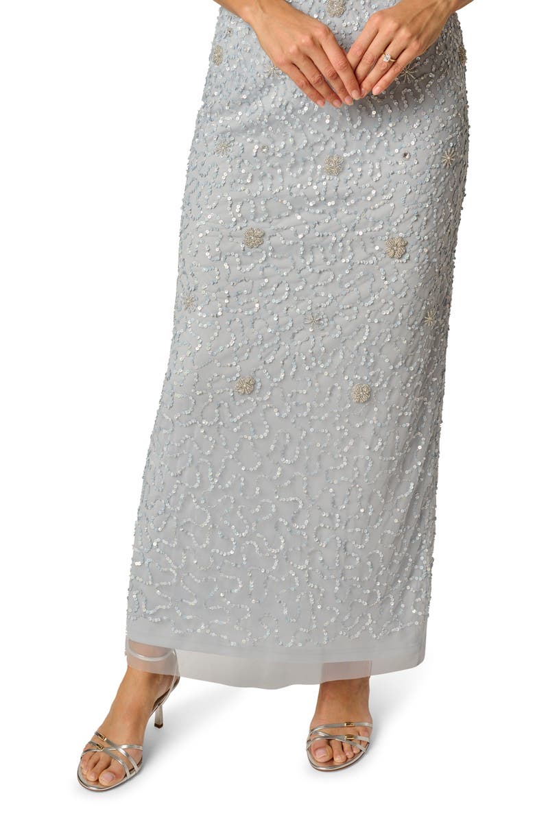 Adrianna Papell Ruched Sleeve Beaded Gown, Alternate, color, 