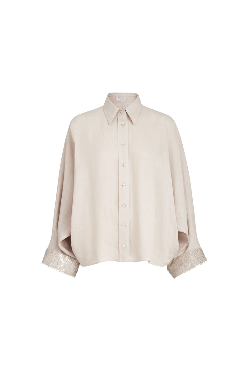 Dazzling cascade cuffs shirt, Alternate, color, Beige