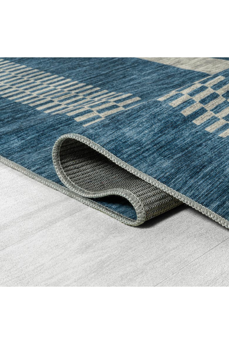 Vichy Geometric Striped Machine-Washable Area Rug, Alternate, color, Blue/Cream