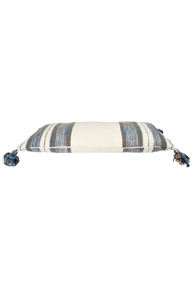 Cotton Knit Throw Pillow with Ruffle Edge, Multicolor, Alternate, color, Blue