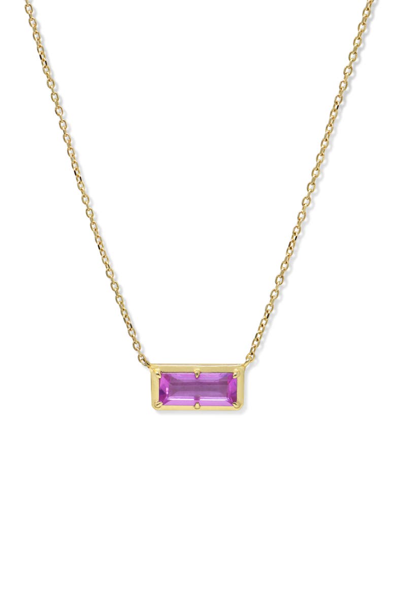 Cléo Carré Baguette Necklace, Main, color, 14K YELLOW GOLD/ PINK SAPPHIRE