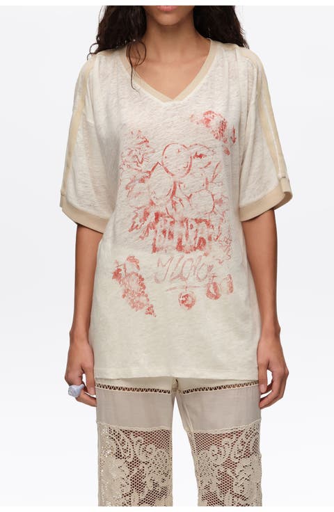 Faded Linen Fruit Logo T-Shirt