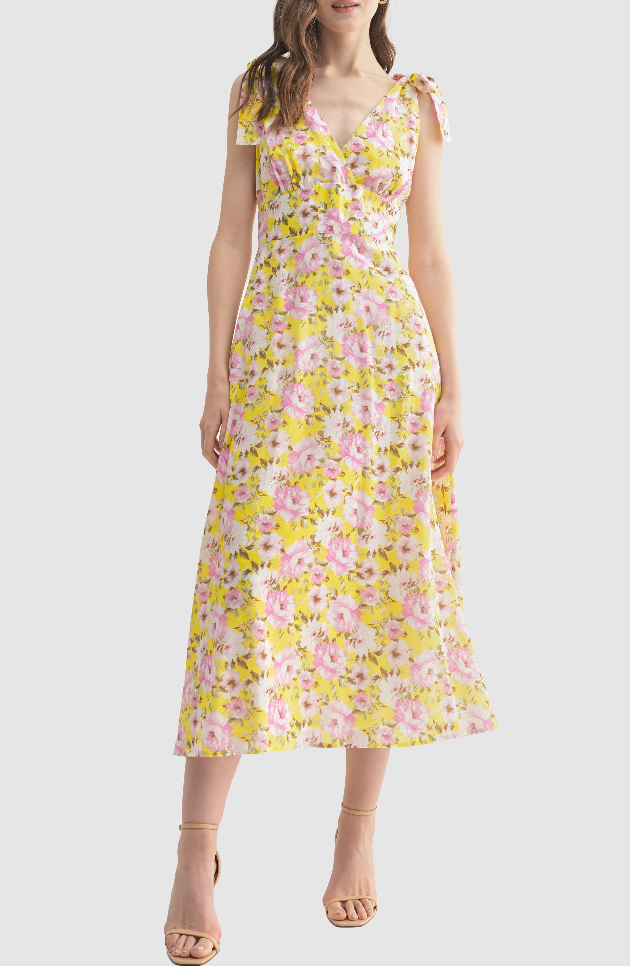 Lush Shoulder Tie Midi Dress