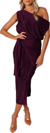 Petal & Pup Women's Santiago Off Shoulder Midi Dress, Purple