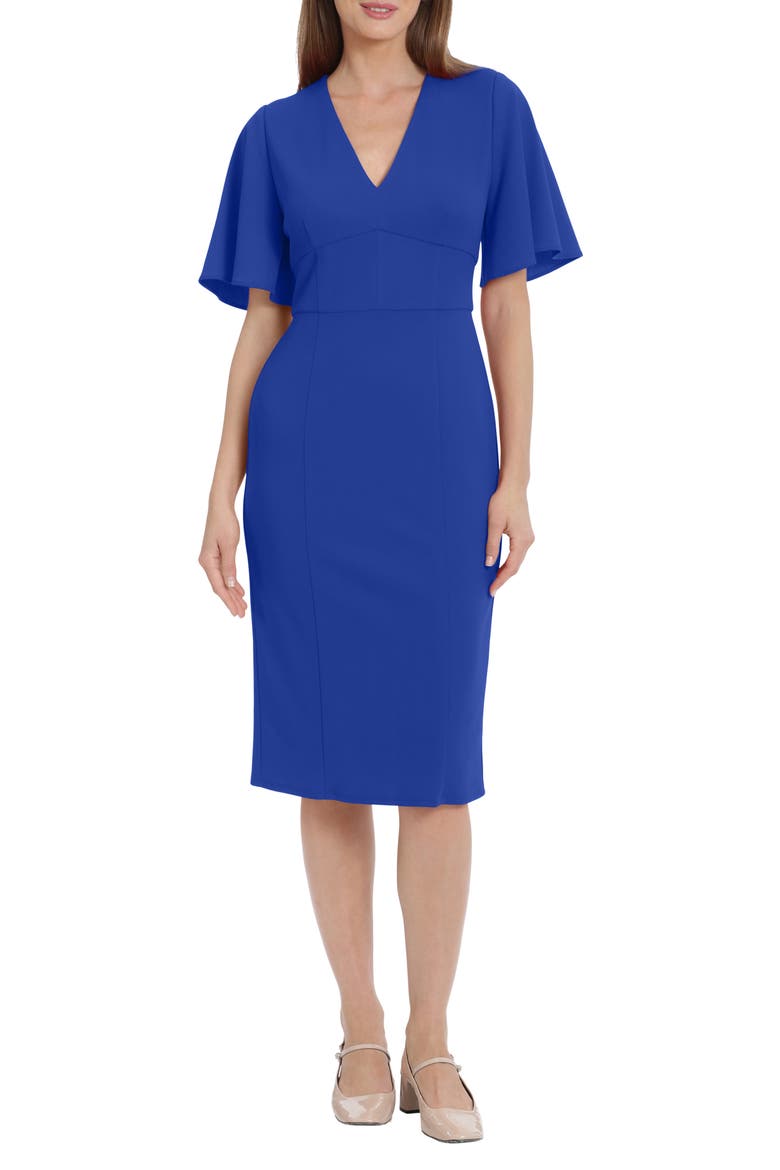 Flutter Sleeve Midi Dress, Main, color, RETRO BLUE