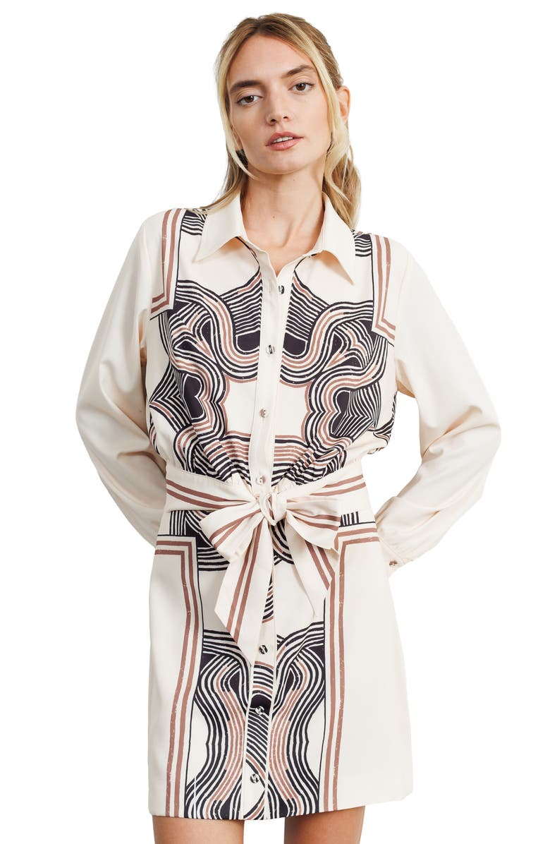 CIEBON Gara Long Sleeve Tie Front Shirt, Alternate, color, Cream