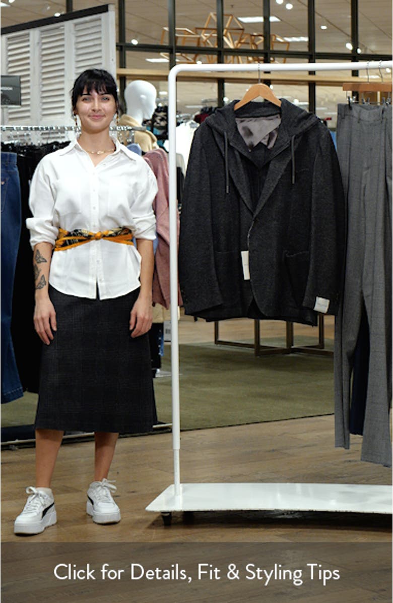 Wolsey Charcoal Grey Microcheck Knit Sport Coat with Removable Hooded Bib, sales video thumbnail