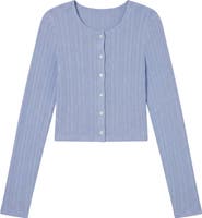 Lunya Short Sleeve Pointelle Cardigan