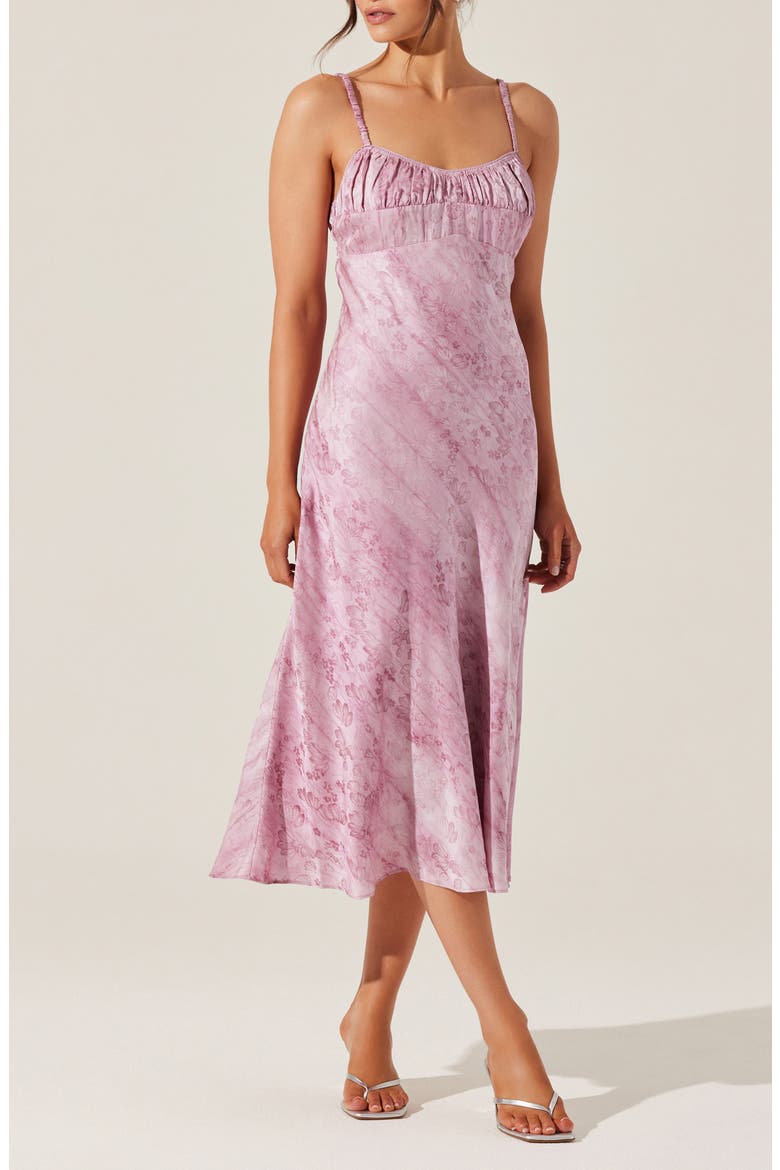 Kaiya Floral Bias Cut Satin Dress, Main, color, PINK
