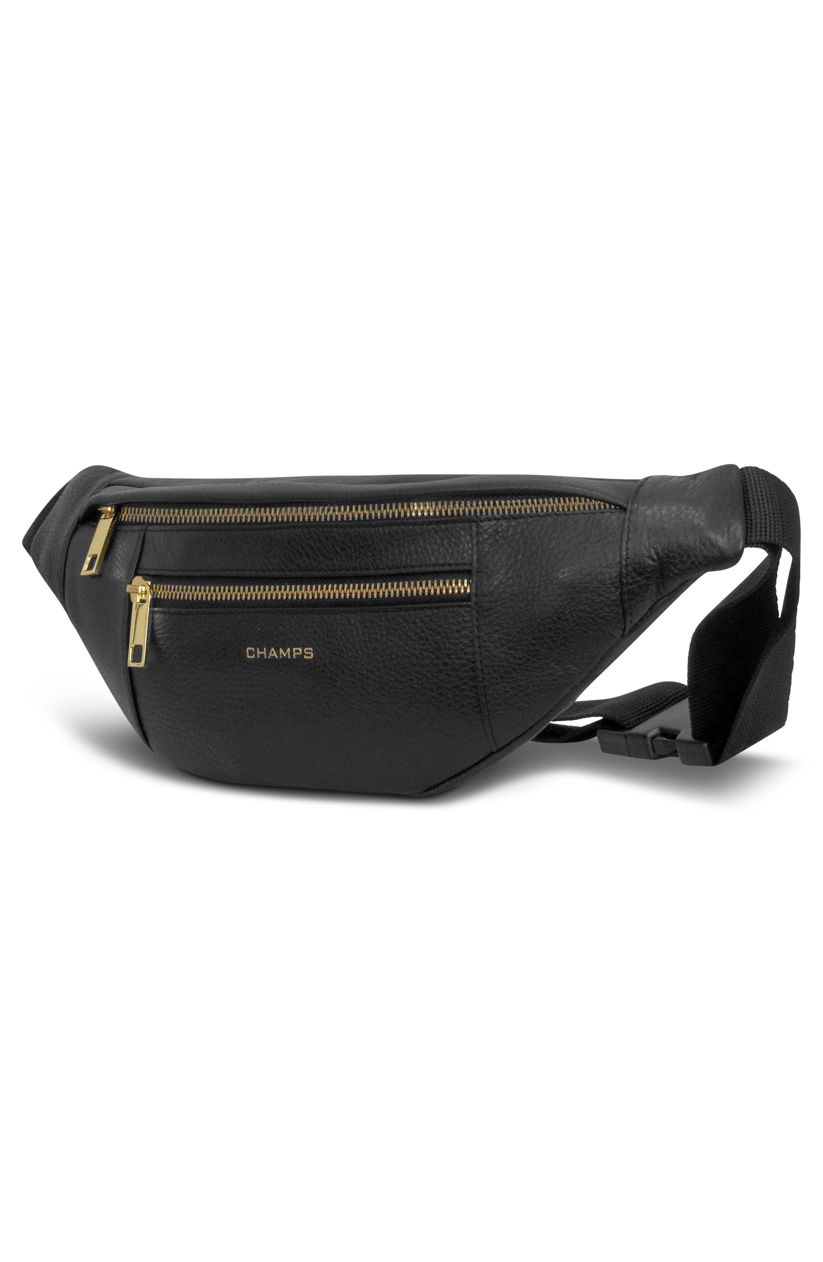 Leather Waist Pack, Alternate, color, BLACK