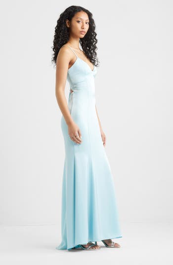 Tie Back Satin Gown