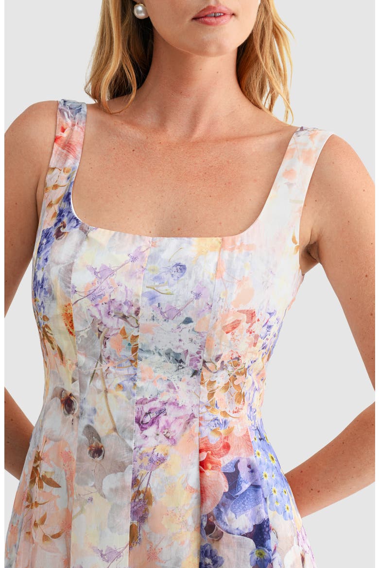 Print Pleated Sleeveless Maxi Dress, Alternate, color, WHITE FLORAL