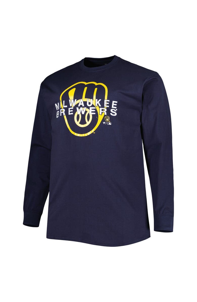 PROFILE Men's Navy Milwaukee Brewers Big & Tall Long Sleeve T-Shirt, Alternate, color, 