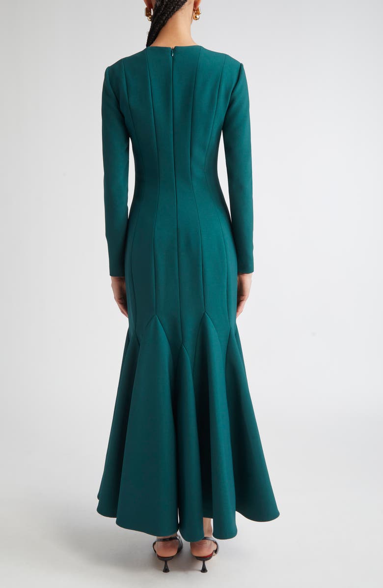 Carolina Herrera Long Sleeve Fit & Flare Dress, Alternate, color, Pine Green