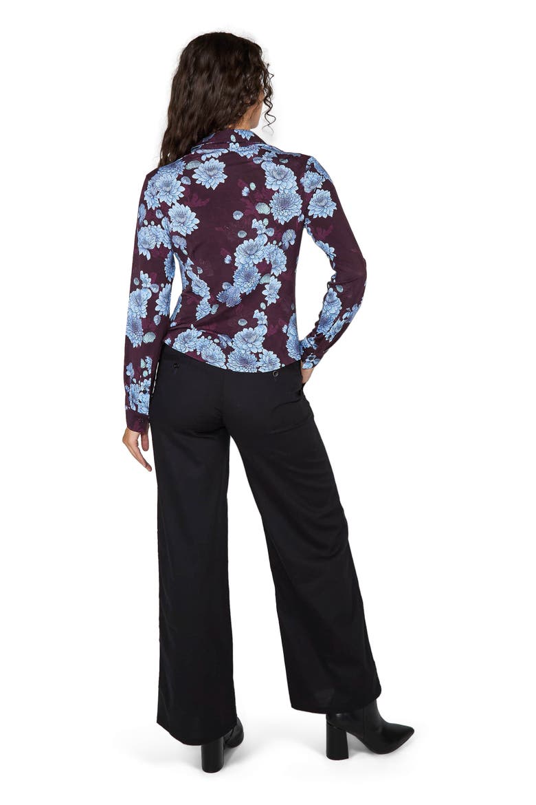 Stephanie Stretch Knit Shirt, Alternate, color, Serious Floral Plum
