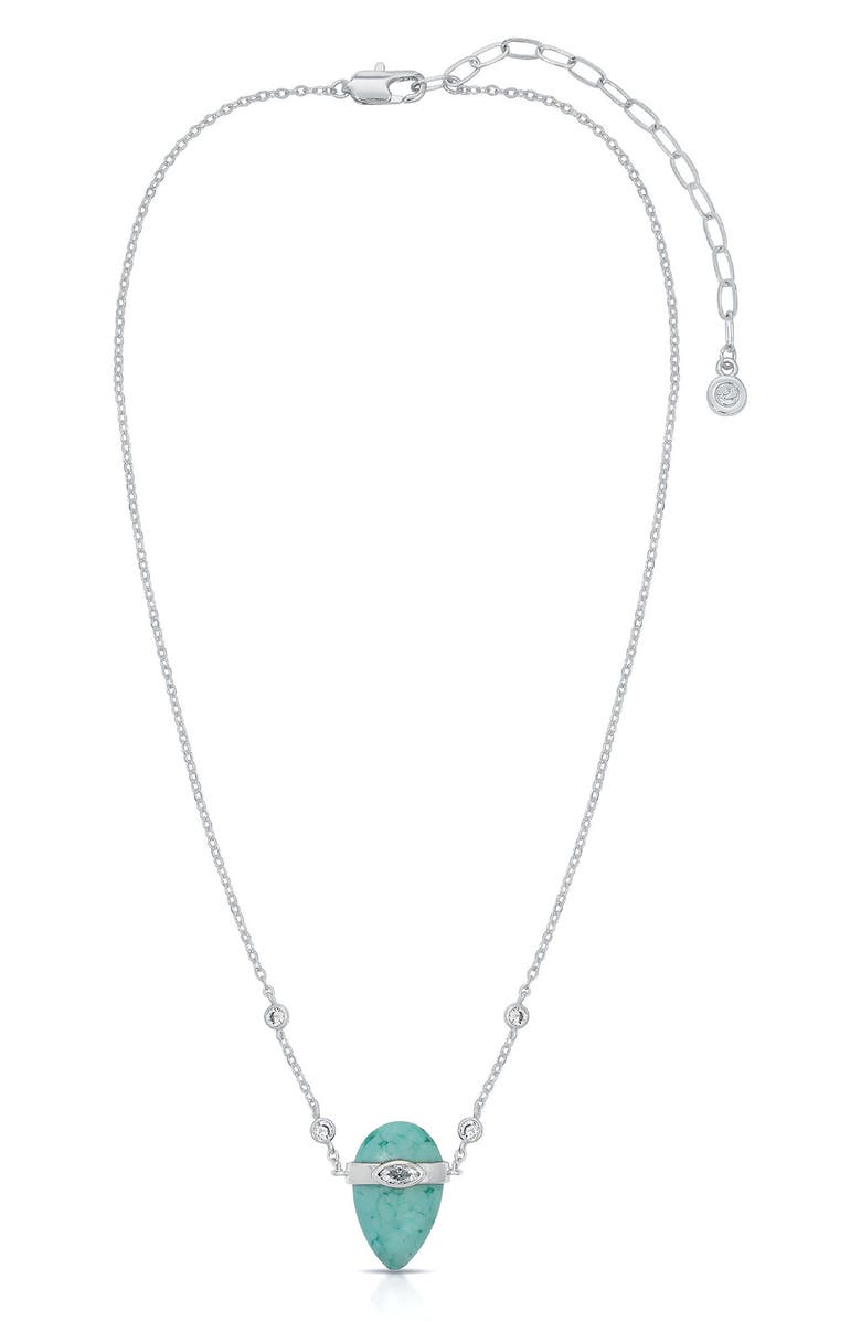 Ettika Turquoise & Cubic Zirconia Solstice Necklace, Alternate, color, Turquoise And Silver