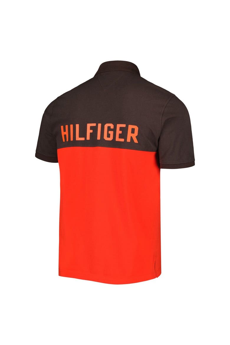 Men's Tommy Hilfiger Orange/Brown Cleveland Browns Color Block Polo, Alternate, color, Orange