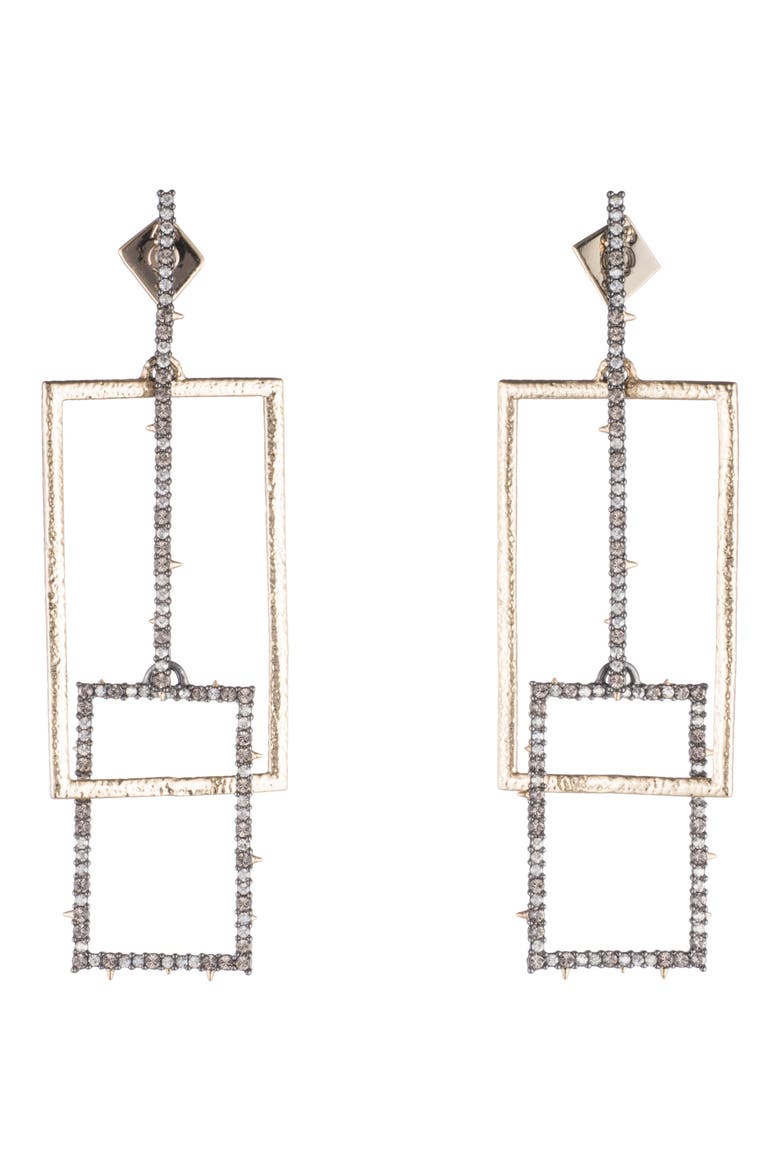 Brutalist Butterfly Crystal Encrusted Linear Earrings, Main, color, GOLD