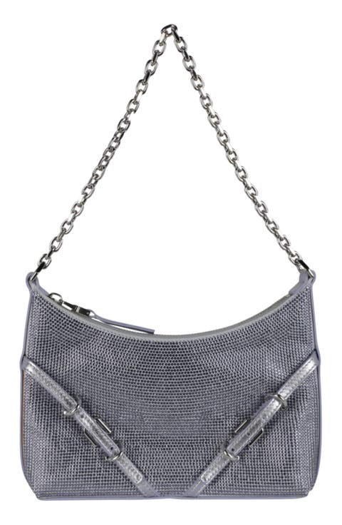Voyou Party Crystal Embellished Leather Shoulder Bag