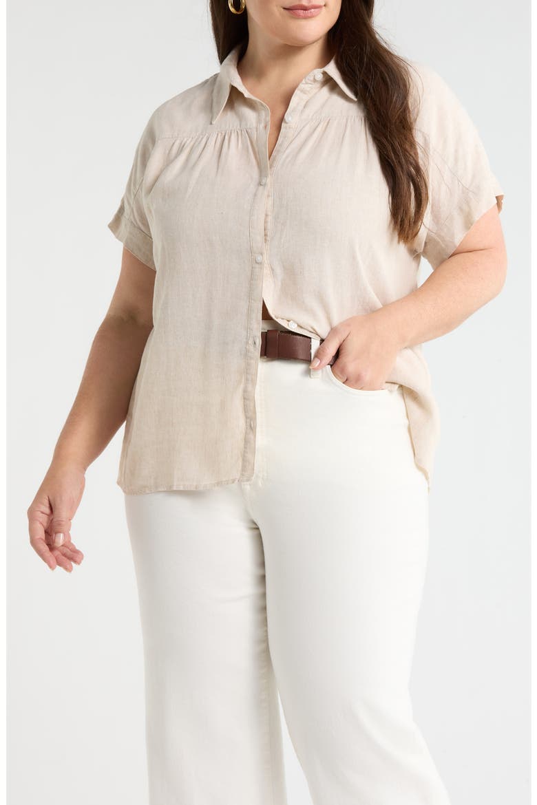 Linen Blend Button-Up Shirt, Main, color, FLAX