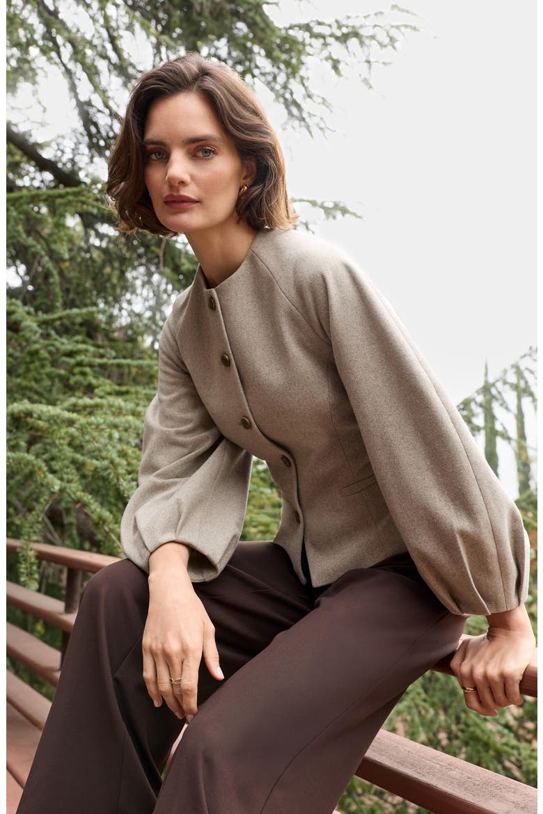 Collarless Sculpted Jacket, Main, color, BEIGE HEATHER
