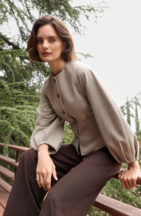 Collarless Sculpted Jacket