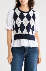 Nanette Lepore Twofer Ruffle Trim Sweater