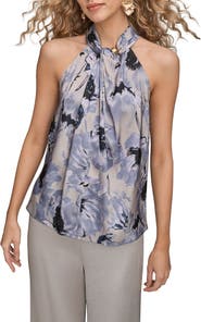 Donna Karan New York Floral Print Halter Top