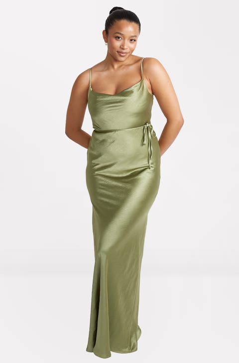 Cami Cowl Front Satin Bridesmaid Dress