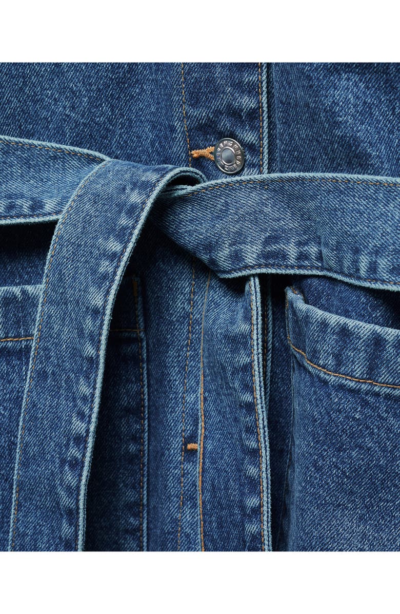 MANGO Tie Waist Denim Jacket, Alternate, color,