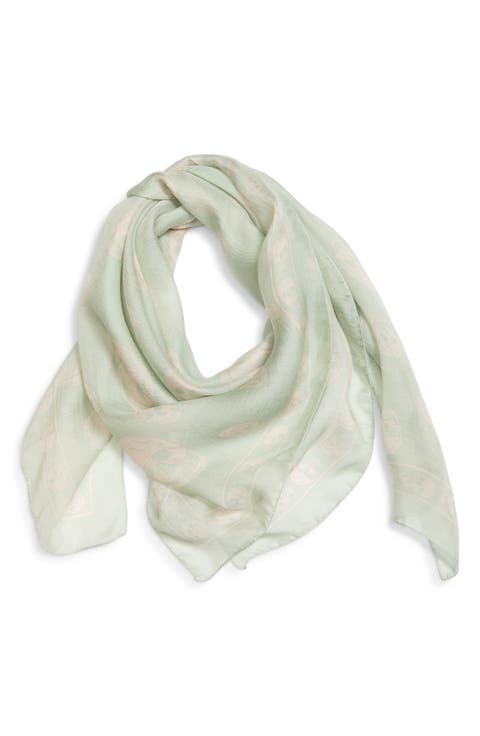 Skull Print Silk Scarf
