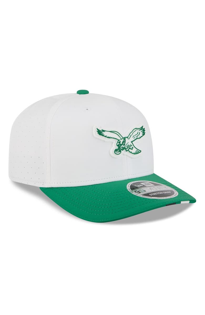 New Era Men's New Era  White/Kelly Green Philadelphia Eagles 2025 NFL Training Camp Throwback Logo 9SEVENTY Adjustable Hat, Alternate, color, 